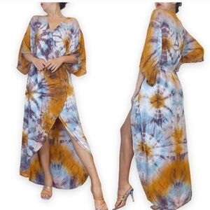 YOUNG Fabulous & Broke Tiedye Highlow Maxi Dress Size Large